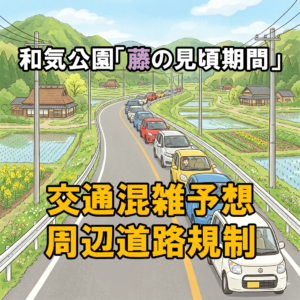 和気公園「藤の見頃期間」における交通混雑予想及び周辺道路の規制について